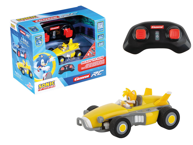 Carrera - 370430023 RC I Team Sonic Racing Mini RC 1:43 I Ferngesteuertes Fahrzeug I Offiziell lizenziert I Authentisches Sonic The Hedgehog Design I Detailgetreue Darstellung