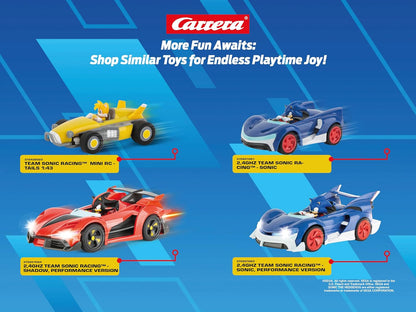 Carrera - 370430023 RC I Team Sonic Racing Mini RC 1:43 I Ferngesteuertes Fahrzeug I Offiziell lizenziert I Authentisches Sonic The Hedgehog Design I Detailgetreue Darstellung