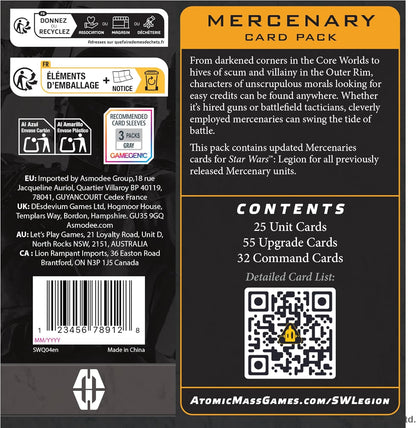 Asmodee | Star Wars: Legion - Mercenary Card Pack | Board Game | Ages 14+ | 2 Players | 90+ Minutes Playing Time