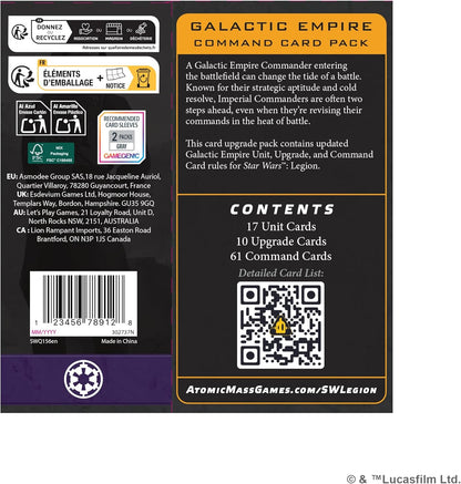 Asmodee | Star Wars: Legion - Galactic Empire Command Card Pack | Board Game | Ages 14+ | 2 Players | 90+ Minutes Playing Time