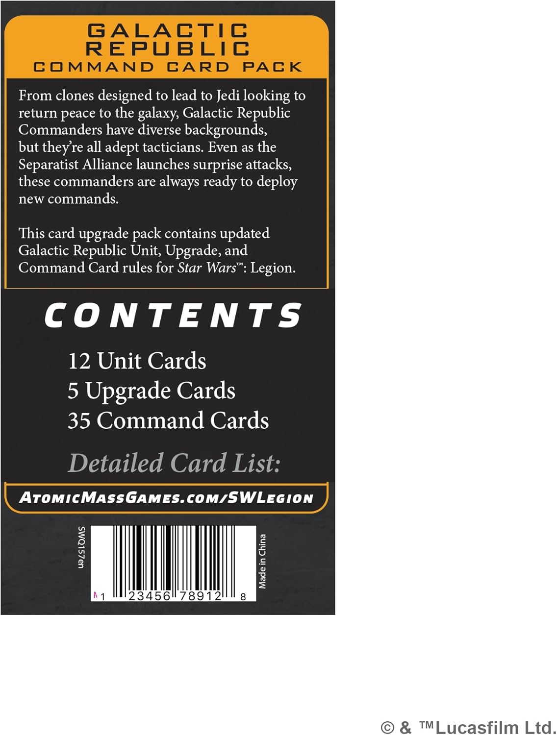 Asmodee | Star Wars: Legion - Galactic Republic Command Card Pack | Board Game | Ages 14+ | 2 Players | 90+ Minutes Playing Time