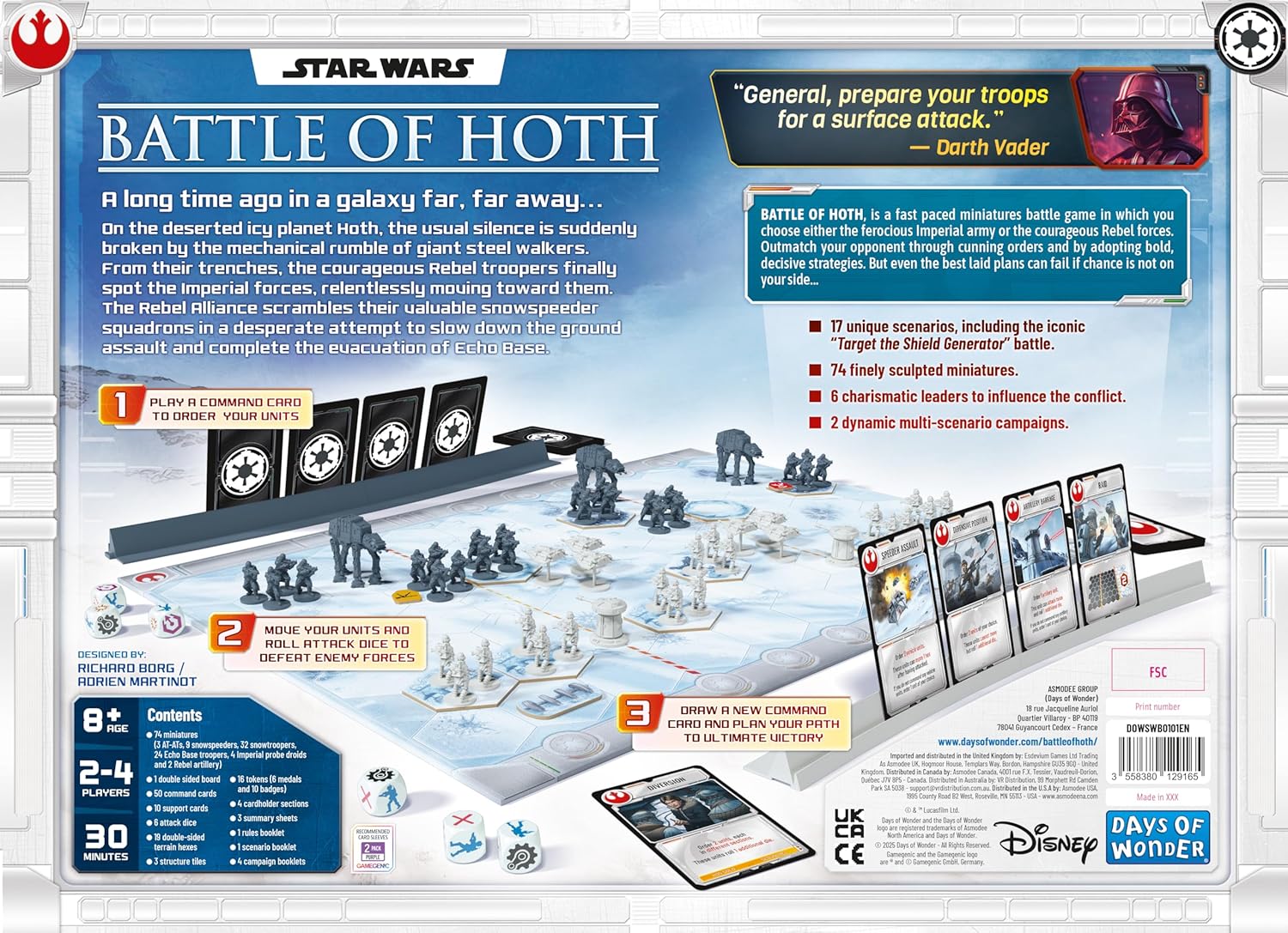Asmodee | Star Wars: Battle of Hoth | Miniatures Board Game | Ages 14+ | 2-4 Players | 30 Minutes Playing Time