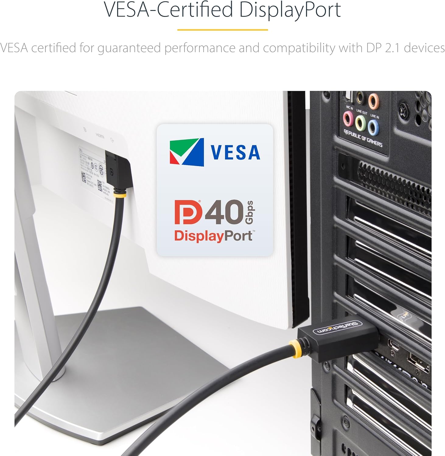 StarTech.com 3m (10ft) DisplayPort 2.1 Cable, VESA Certified DP40 DisplayPort Cable w/UHBR10/HDR/HDCP 2.2, 8K 60Hz w/DSC 1.2a