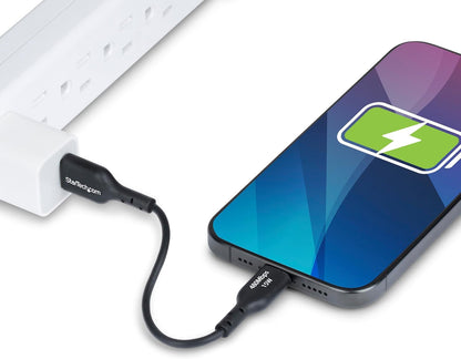 StarTech.com 6in (15cm) USB-A to USB-C Charging Cable, Charge & Sync, 3A, USB 2.0, TPE Jacket, Black USB Charging Cord