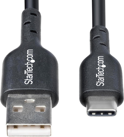 StarTech.com 6in (15cm) USB-A to USB-C Charging Cable, Charge & Sync, 3A, USB 2.0, TPE Jacket, Black USB Charging Cord