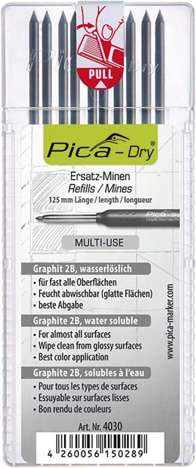 Pica DRY Pencil Refills 10 pack for 3030 Long Life Markers Graphite Leads 4030