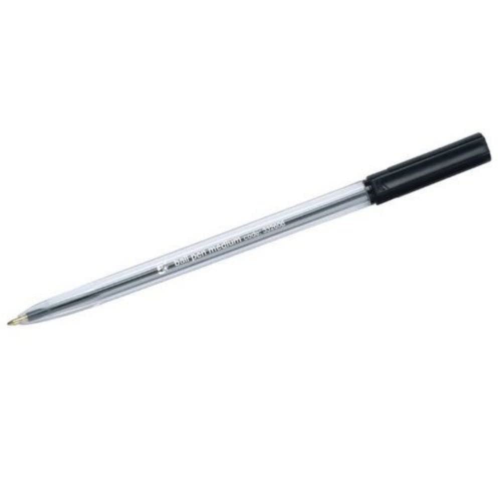 5 Star Office Ball Pen Clear Barrel Medium 1.0mm Tip 0.7mm Line Black