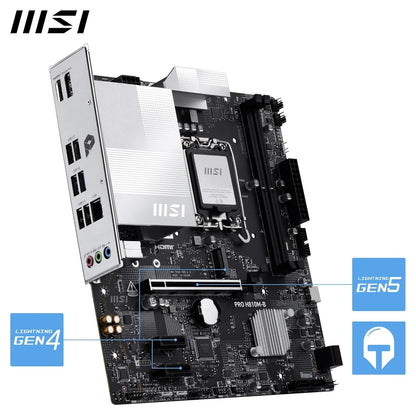 MSI PRO H810M-B Motherboard, mATX - Supports Intel Core Ultra Processors (Series 2), LGA 1851 - DDR5 Memory Boost (6400 MT/s MAX), PCIe 5.0 x16, M.2 Gen4, 2.5G LAN