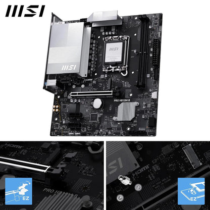 MSI PRO H810M-B Motherboard, mATX - Supports Intel Core Ultra Processors (Series 2), LGA 1851 - DDR5 Memory Boost (6400 MT/s MAX), PCIe 5.0 x16, M.2 Gen4, 2.5G LAN