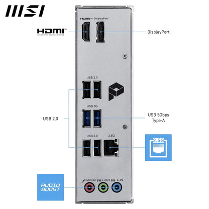 MSI PRO H810M-B Motherboard, mATX - Supports Intel Core Ultra Processors (Series 2), LGA 1851 - DDR5 Memory Boost (6400 MT/s MAX), PCIe 5.0 x16, M.2 Gen4, 2.5G LAN