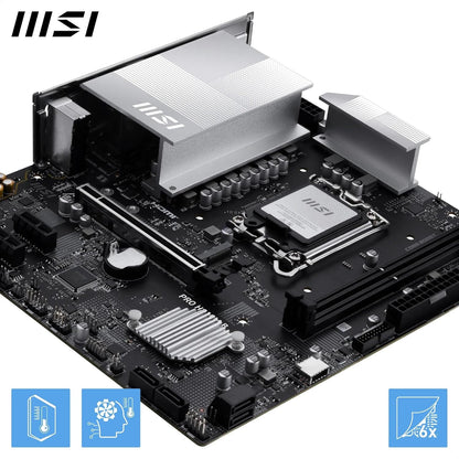 MSI PRO H810M-B Motherboard, mATX - Supports Intel Core Ultra Processors (Series 2), LGA 1851 - DDR5 Memory Boost (6400 MT/s MAX), PCIe 5.0 x16, M.2 Gen4, 2.5G LAN