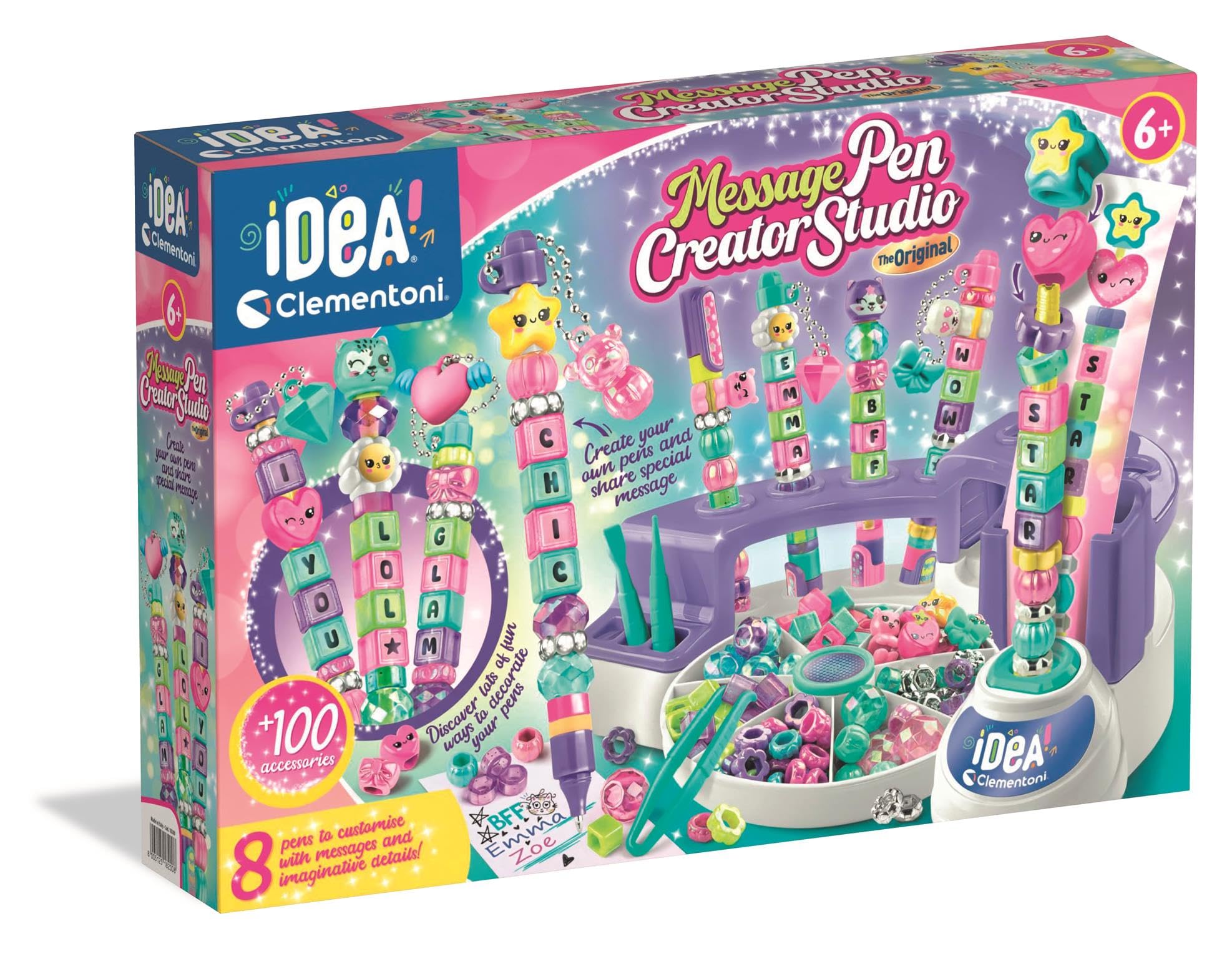 Clementoni The Message Pens – Customise Colourful Pens with Beads, Stickers and Letters for Kids 6+