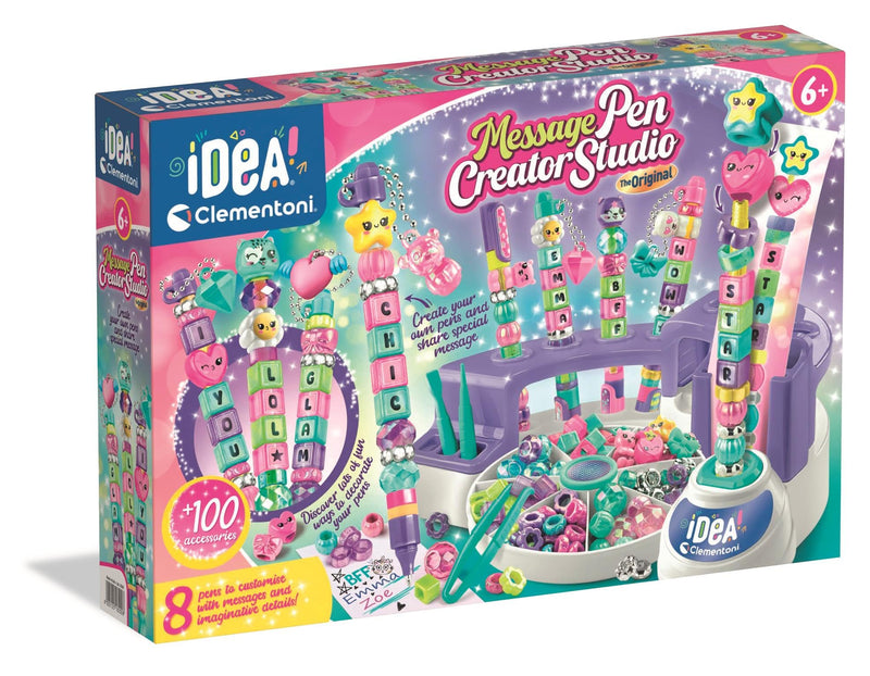 Clementoni The Message Pens – Customise Colourful Pens with Beads, Stickers and Letters for Kids 6+