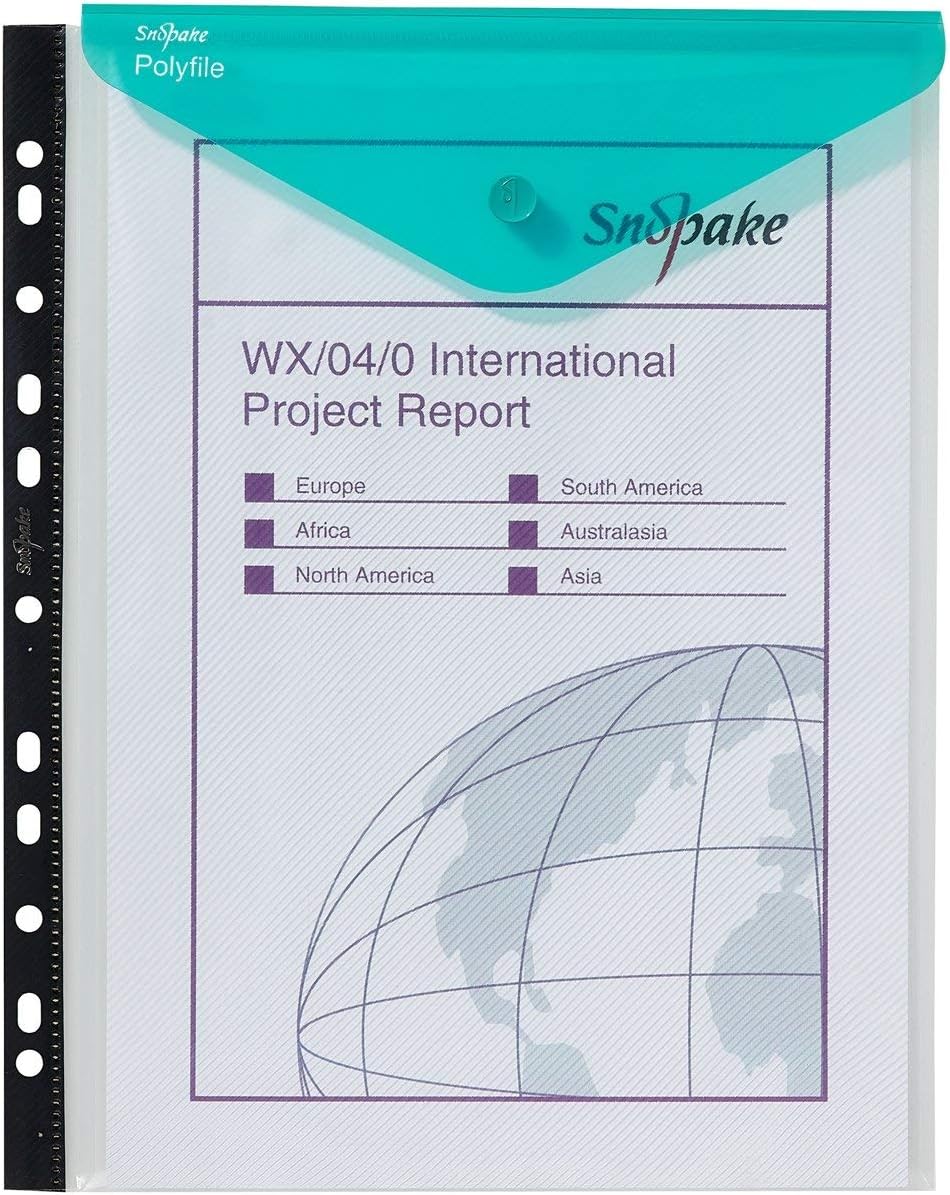 Snopake A4 High Capacity Polyfile RingBinder Popper Wallet, Portrait – Clear with Electra Assorted Flap  Ref: 15695
