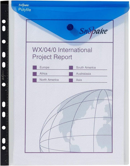 Snopake A4 High Capacity Polyfile RingBinder Popper Wallet, Portrait – Clear with Electra Assorted Flap  Ref: 15695