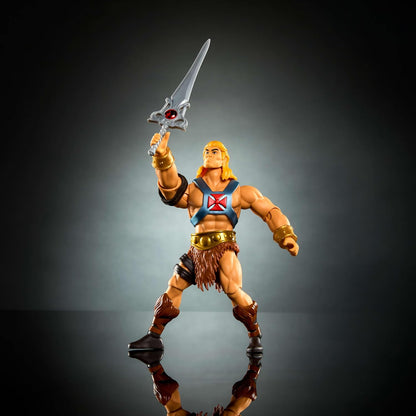 Masters of the Universe Origins & ThunderCats 5.5 Inch Posable Action Figure He-Man, 1980s Crossover Toy, Removable Armor, Sword, Shield & Mini Comic, JFW98