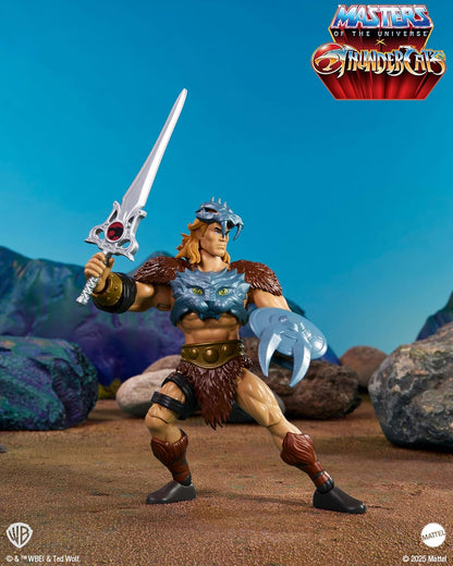 Masters of the Universe Origins & ThunderCats 5.5 Inch Posable Action Figure He-Man, 1980s Crossover Toy, Removable Armor, Sword, Shield & Mini Comic, JFW98