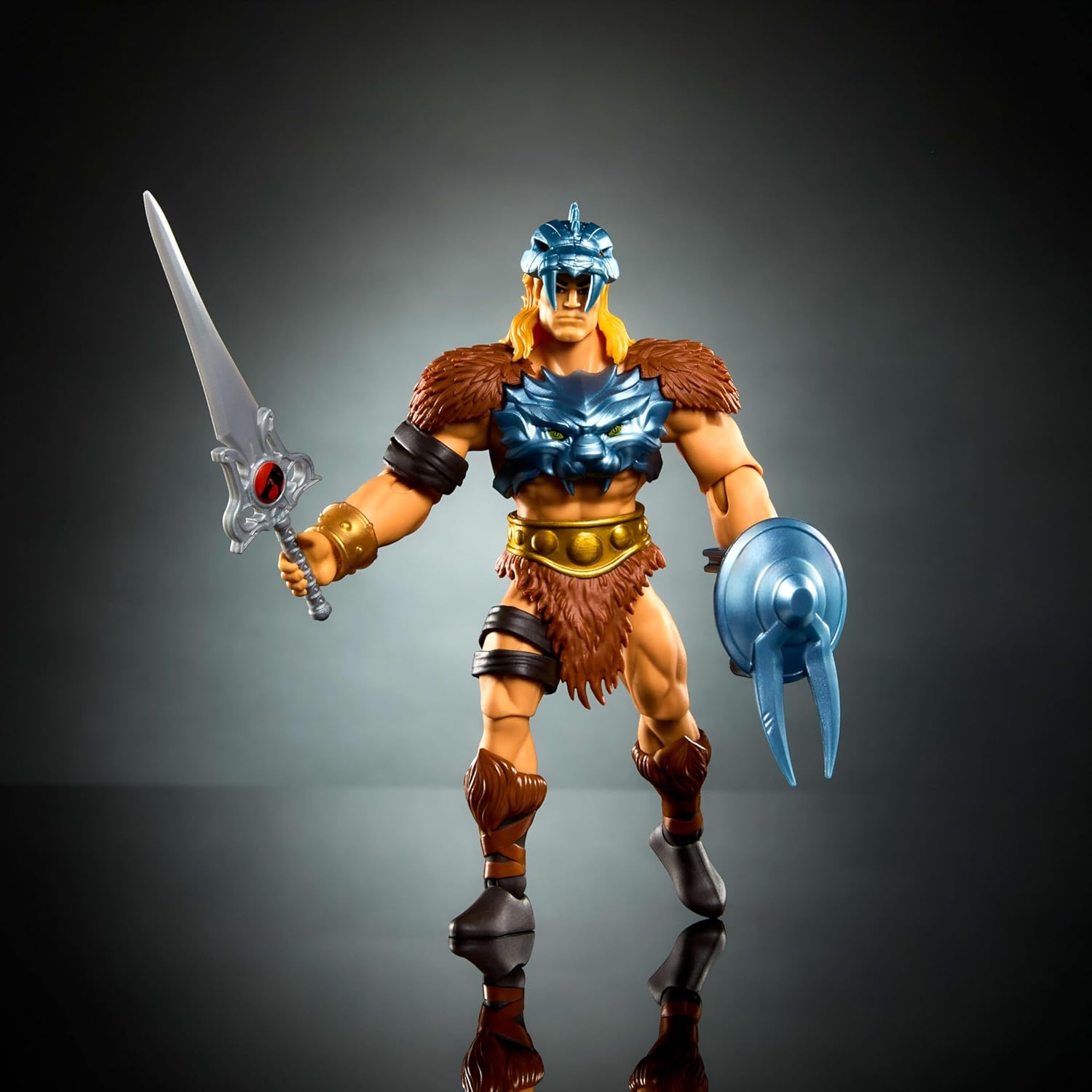 Masters of the Universe Origins & ThunderCats 5.5 Inch Posable Action Figure He-Man, 1980s Crossover Toy, Removable Armor, Sword, Shield & Mini Comic, JFW98