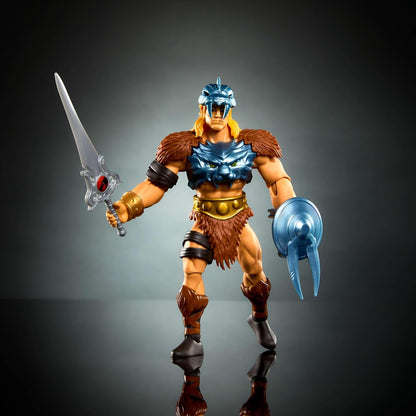 Masters of the Universe Origins & ThunderCats 5.5 Inch Posable Action Figure He-Man, 1980s Crossover Toy, Removable Armor, Sword, Shield & Mini Comic, JFW98