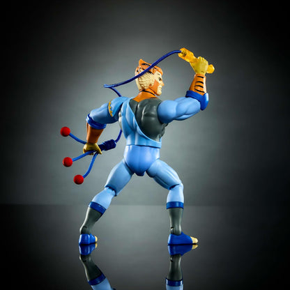Masters of the Universe Origins & Thundercats, 5.5-inch Posable Action Figure Tygra, 1980s Crossover Toy Removable Armor, Bolo Accessory & Mini Comic