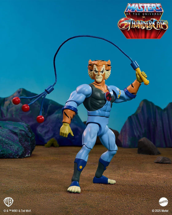 Masters of the Universe Origins & Thundercats, 5.5-inch Posable Action Figure Tygra, 1980s Crossover Toy Removable Armor, Bolo Accessory & Mini Comic