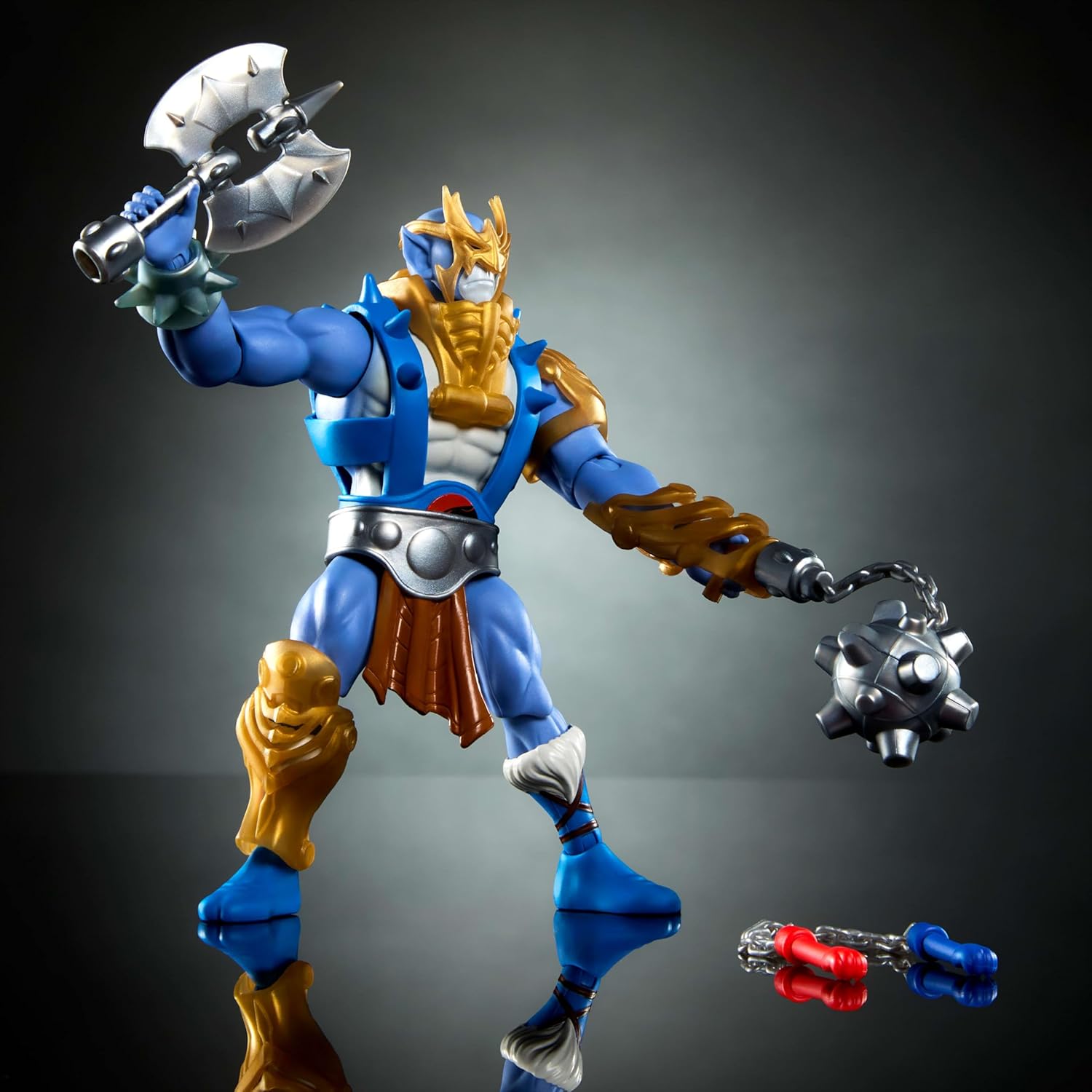 Masters of the Universe Origins & ThunderCats 5.5 Inch Posable Action Figure Panthro, 1980s Crossover Toy, Removable Armor, Mace & Axe & Mini-Comic, JFW97