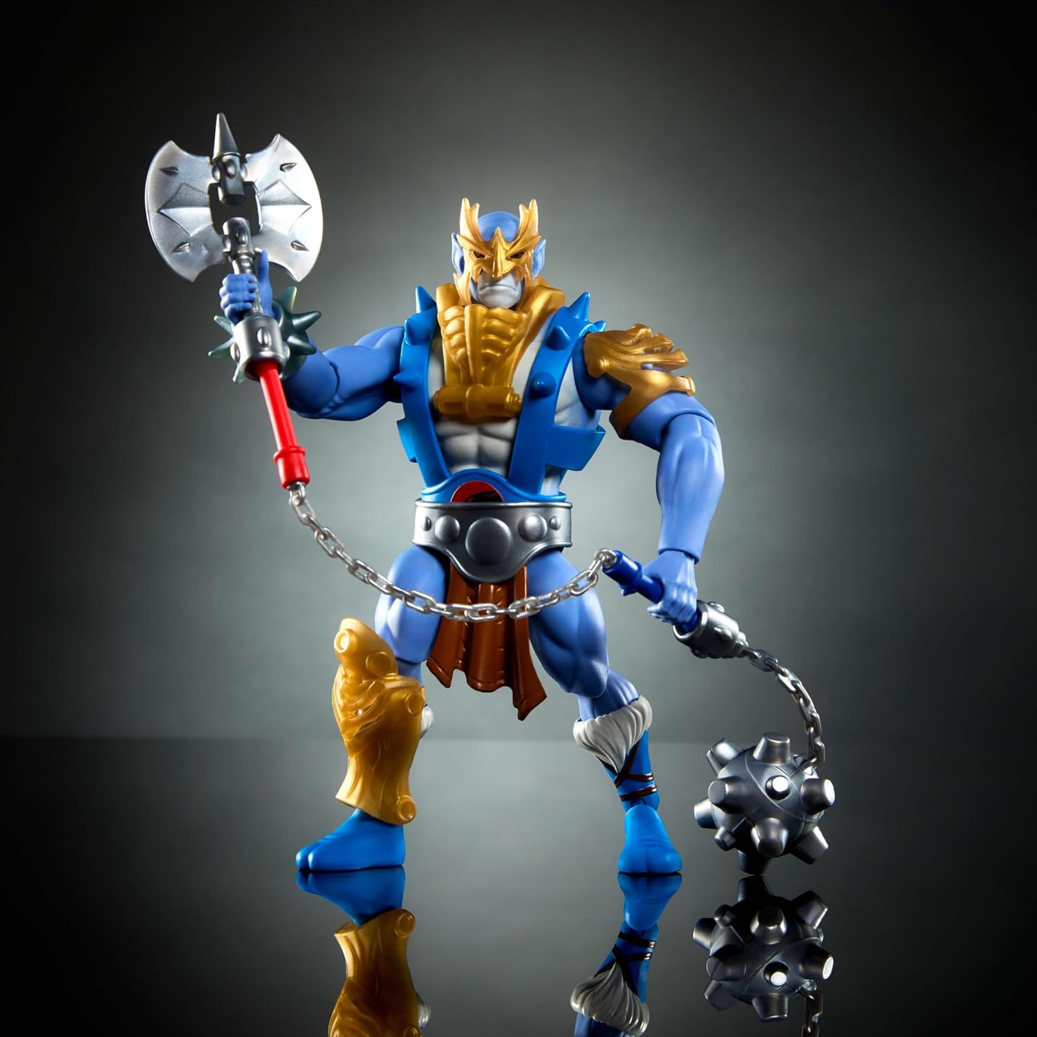 Masters of the Universe Origins & ThunderCats 5.5 Inch Posable Action Figure Panthro, 1980s Crossover Toy, Removable Armor, Mace & Axe & Mini-Comic, JFW97
