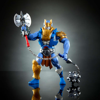 Masters of the Universe Origins & ThunderCats 5.5 Inch Posable Action Figure Panthro, 1980s Crossover Toy, Removable Armor, Mace & Axe & Mini-Comic, JFW97