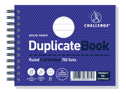 Challenge Ref. C63075 - Libreta de recibos de espiral (duplicado, 5 unidades, sin carbón, a rayas, 105 x 130 mm