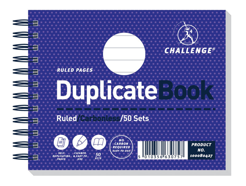 Challenge Ref. C63075 - Libreta de recibos de espiral (duplicado, 5 unidades, sin carbón, a rayas, 105 x 130 mm