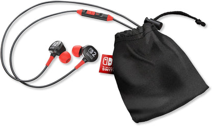 PowerA Wired Earbuds for Nintendo Switch 2 - Black, Officially Licensed, 8 mm Speaker Drivers, in-ear Design, 3 Swappable Tips, includes Drawstring Storage Bag