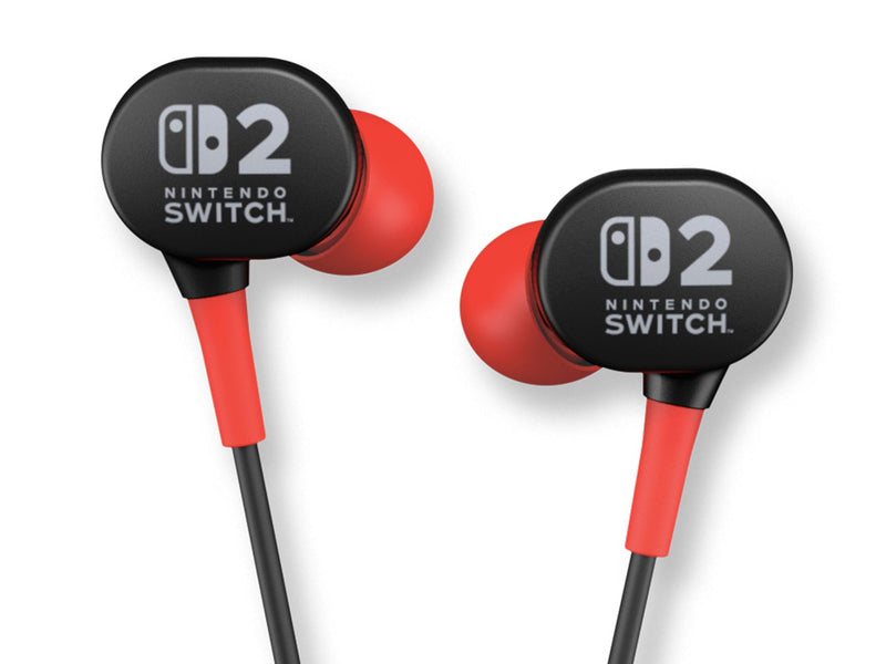 PowerA Wired Earbuds for Nintendo Switch 2 - Black, Officially Licensed, 8 mm Speaker Drivers, in-ear Design, 3 Swappable Tips, includes Drawstring Storage Bag