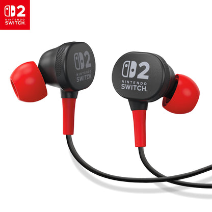 PowerA Wired Earbuds for Nintendo Switch 2 - Black, Officially Licensed, 8 mm Speaker Drivers, in-ear Design, 3 Swappable Tips, includes Drawstring Storage Bag
