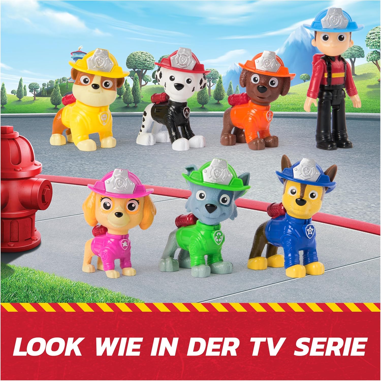 PAW PATROL Fire Rescue - Hundefiguren Geschenkset mit 7 Spielfiguren zum Sammeln, Spielzeug für Kinder ab 3 Jahren