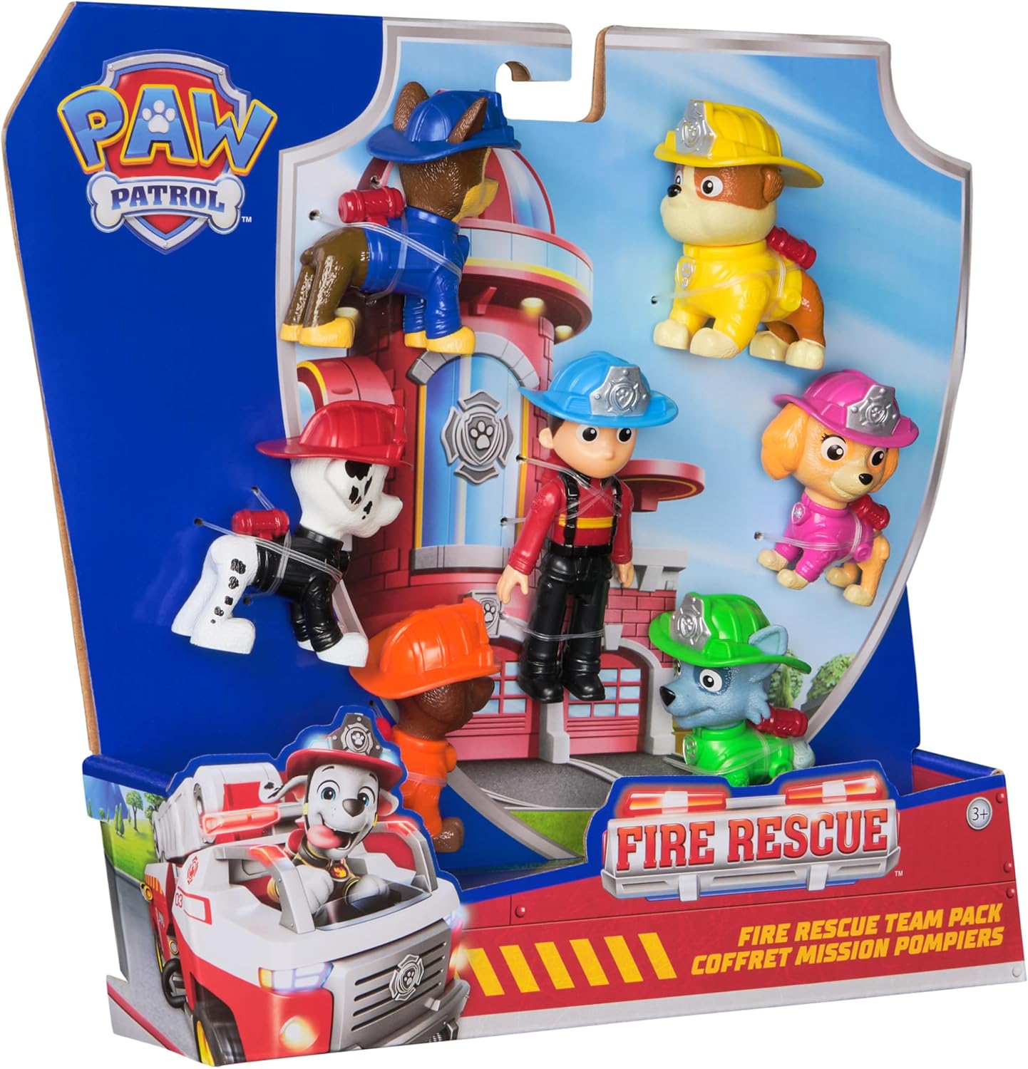 PAW PATROL Fire Rescue - Hundefiguren Geschenkset mit 7 Spielfiguren zum Sammeln, Spielzeug für Kinder ab 3 Jahren