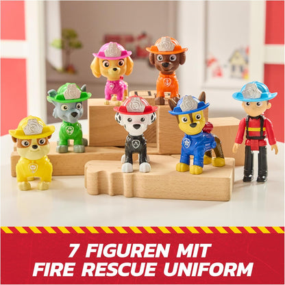 PAW PATROL Fire Rescue - Hundefiguren Geschenkset mit 7 Spielfiguren zum Sammeln, Spielzeug für Kinder ab 3 Jahren