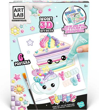 Art Lab Fluffy Paint Kit, 3D Paint Set, Bring Your Designs to Life with 3D Paint! Great Kit for Budding Artists, Pastels, Pink, Purple, Blue, 4 x 17.5 x 25 cm, Pastel Tones