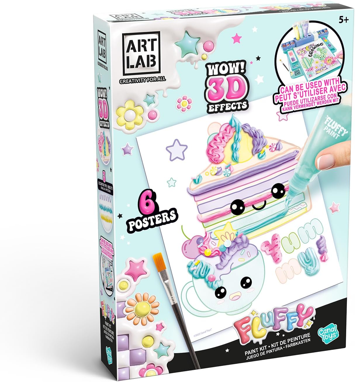 Art Lab Fluffy Paint Kit, 3D Paint Set, Bring Your Designs to Life with 3D Paint! Great Kit for Budding Artists, Pastels, Pink, Purple, Blue, 4 x 17.5 x 25 cm, Pastel Tones