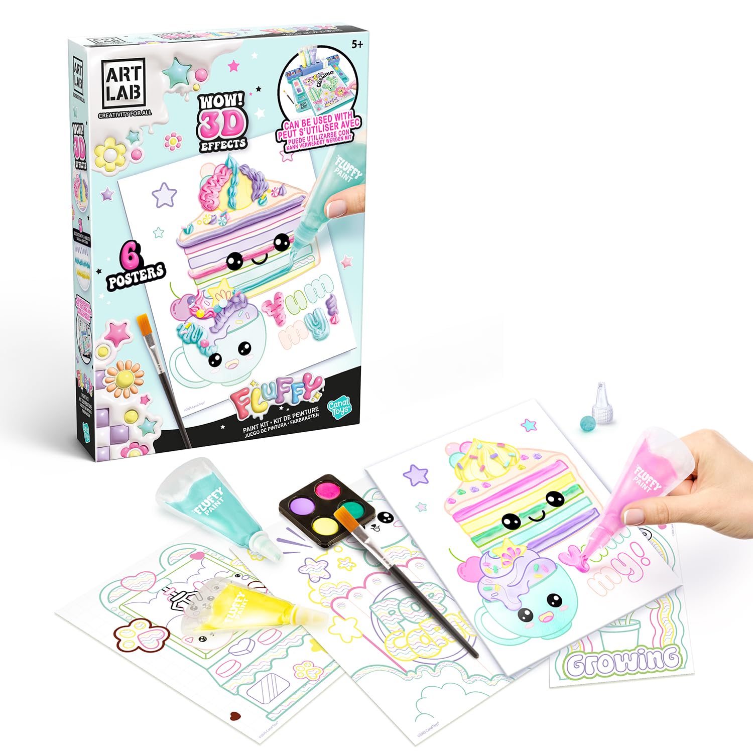 Art Lab Fluffy Paint Kit, 3D Paint Set, Bring Your Designs to Life with 3D Paint! Great Kit for Budding Artists, Pastels, Pink, Purple, Blue, 4 x 17.5 x 25 cm, Pastel Tones