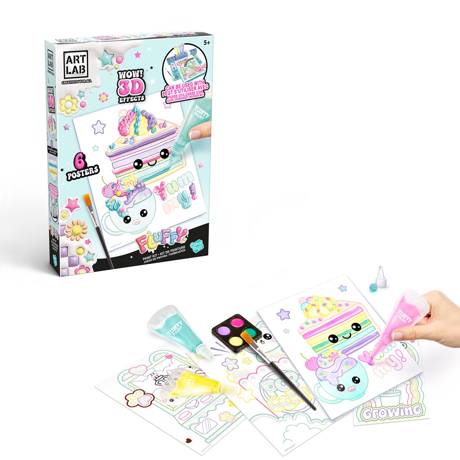 Art Lab Fluffy Paint Kit, 3D Paint Set, Bring Your Designs to Life with 3D Paint! Great Kit for Budding Artists, Pastels, Pink, Purple, Blue, 4 x 17.5 x 25 cm, Pastel Tones