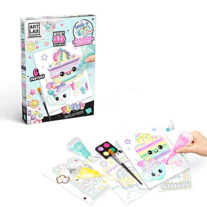 Art Lab Fluffy Paint Kit, 3D Paint Set, Bring Your Designs to Life with 3D Paint! Great Kit for Budding Artists, Pastels, Pink, Purple, Blue, 4 x 17.5 x 25 cm, Pastel Tones