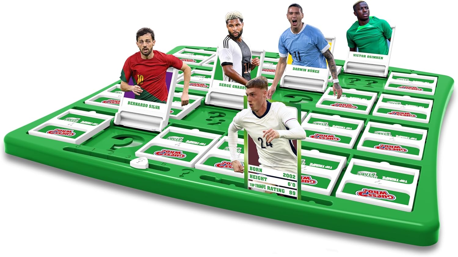 Winning Moves World Football Stars Guess Who? Board Game, Play with Mbappé, Cole Palmer, Núñez, and Harry Kane, easy to set up, gift for ages 6 plus