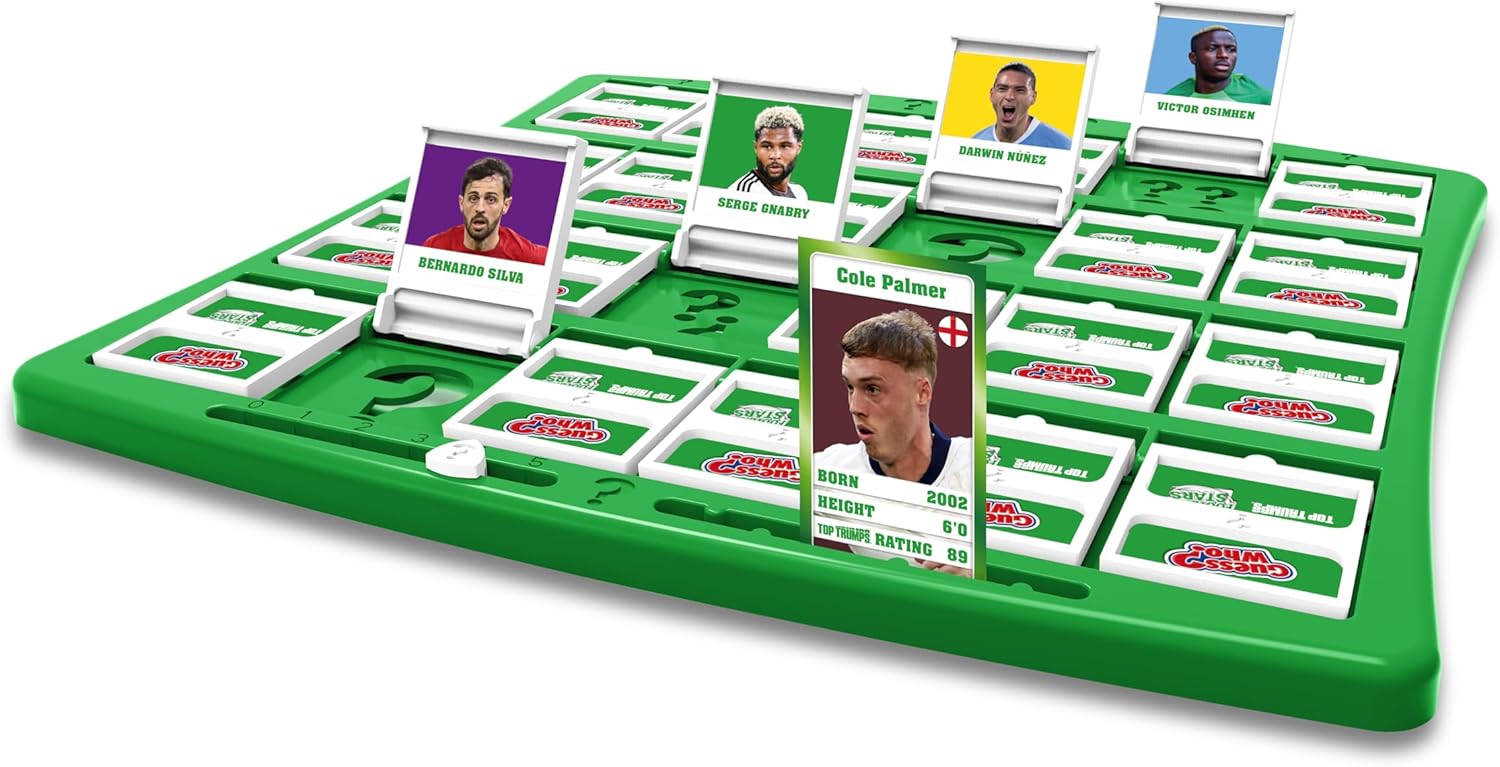 Winning Moves World Football Stars Guess Who? Board Game, Play with Mbappé, Cole Palmer, Núñez, and Harry Kane, easy to set up, gift for ages 6 plus