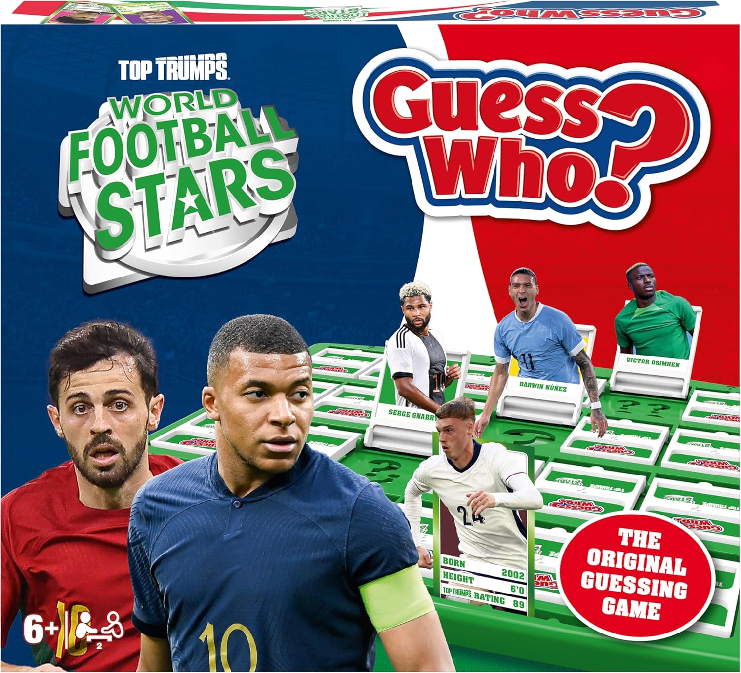 Winning Moves World Football Stars Guess Who? Board Game, Play with Mbappé, Cole Palmer, Núñez, and Harry Kane, easy to set up, gift for ages 6 plus