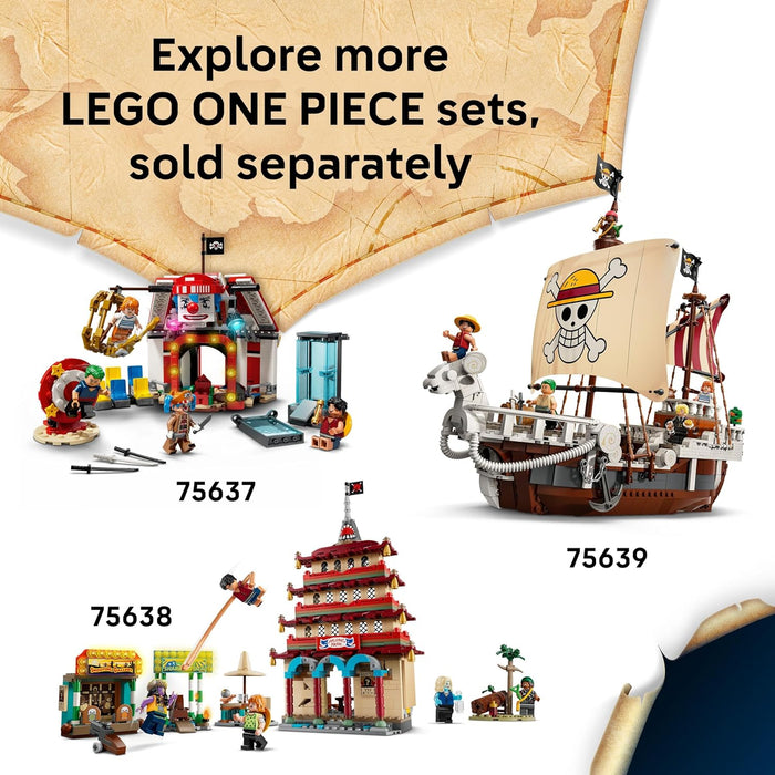 LEGO ONE PIECE Windmill Village Hut Toy with a Boat, Young Luffy, Shanks & Makino Minifigures plus Accessories incl. a Wanted Poster - Anime Gift for 8+ Year Old Boys, Girls & Fans - 75636