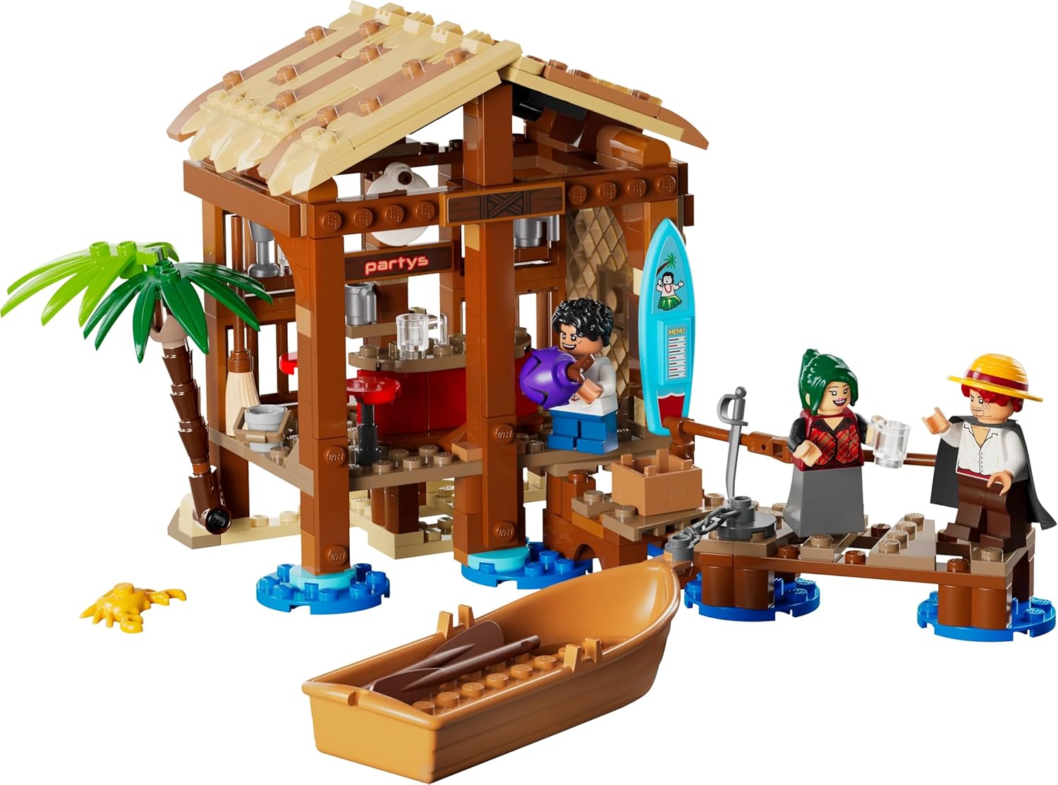 LEGO ONE PIECE Windmill Village Hut Toy with a Boat, Young Luffy, Shanks & Makino Minifigures plus Accessories incl. a Wanted Poster - Anime Gift for 8+ Year Old Boys, Girls & Fans - 75636