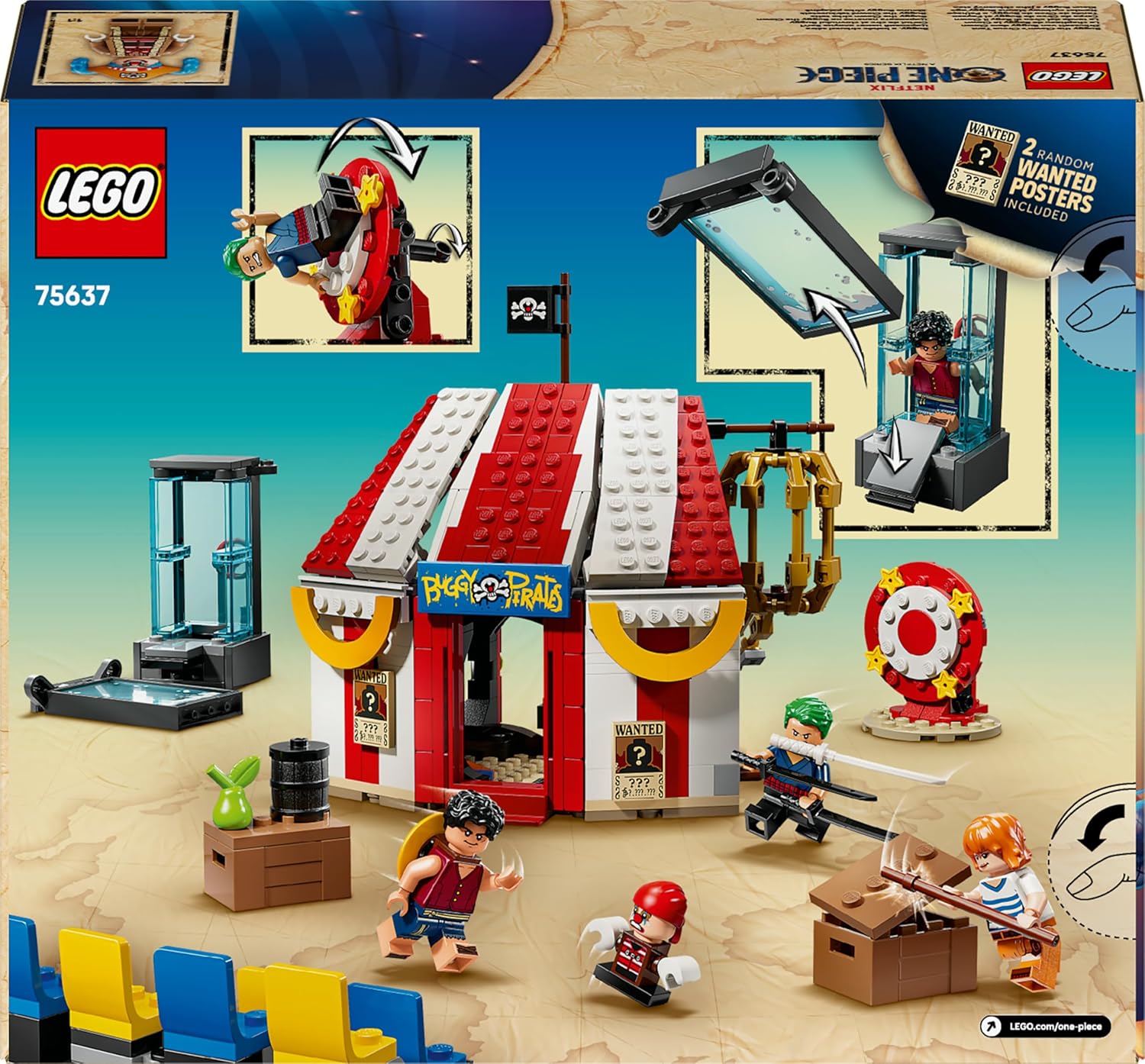 LEGO ONE PIECE Buggy the Clown's Circus Tent - Interactive Toy with 4 Minifigures incl. Luffy, Nami & Zoro, plus 2 Wanted Posters - Anime Gift for 8+ Year Old Boys, Girls & Fans - 75637