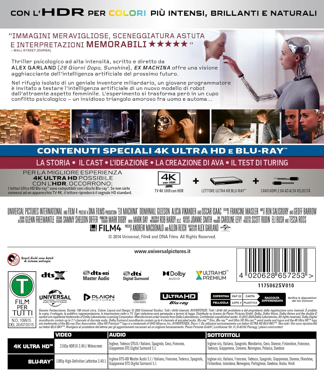 Ex Machina (4K Ultra Hd+Blu-Ray)