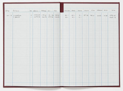 Exacompta - Ref 38/12Z - Guildhall - Headliner Case bound Hardback Account Book, 298 x 203mm, 12 Cash Column, 80 Pages, Tamper-Proof, Precision Ruled 95gsm Ledger Paper - Burgundy