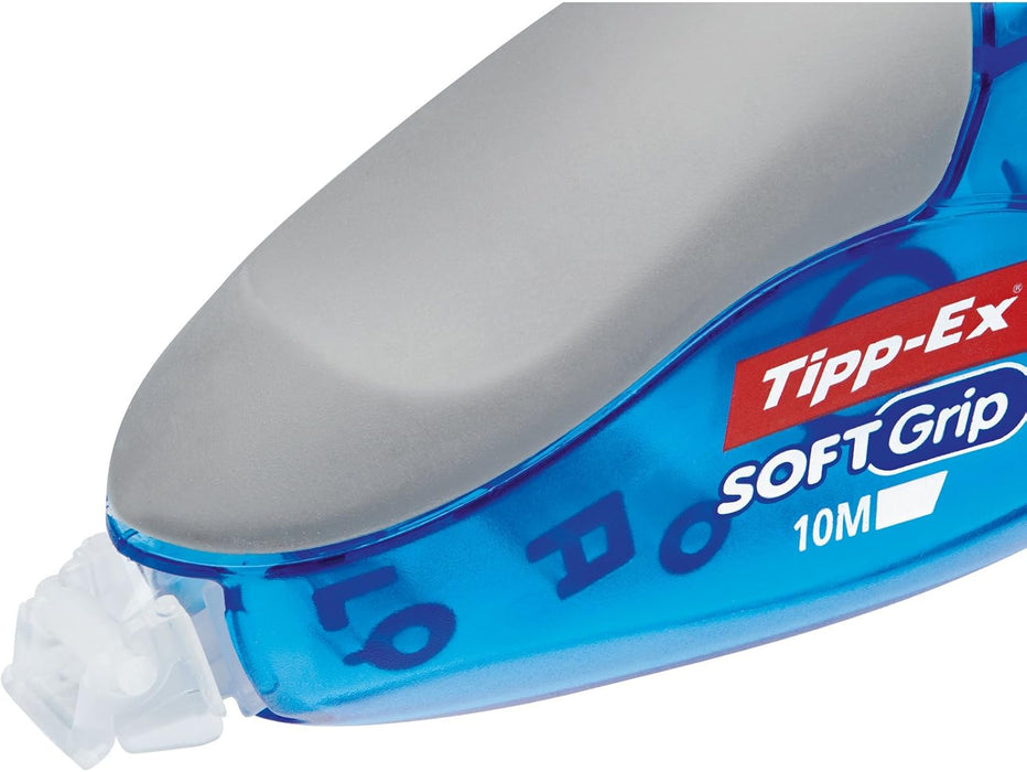 BIC Tipp-Ex Pocket Mouse Soft Grip, Correction Tape, 50m Coverage of Tear-Resistant Tape, White, Pack of 10